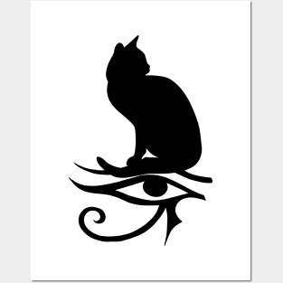 Black Cat with Eye of Horus Posters and Art